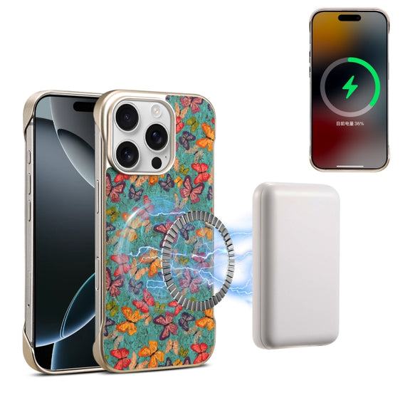 For iPhone 16 Pro Max Denior A18 Paint MagSafe Phone Case(Butterflies)