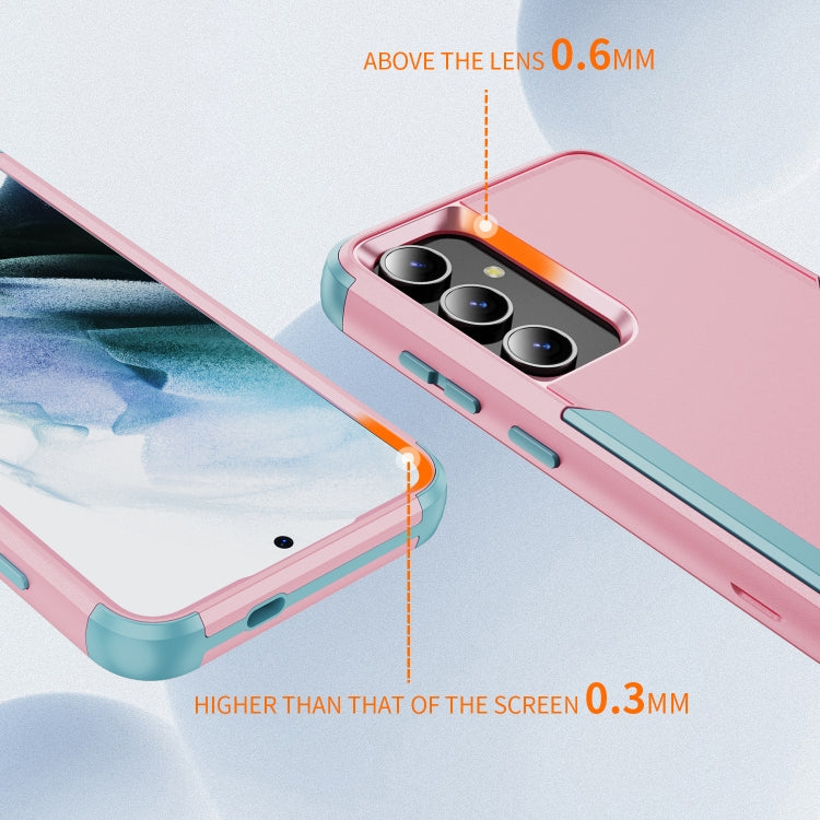 For Samsung Galaxy S25 5G TPU + PC Shockproof Protective Phone Case(Pink + Grey Green) - Galaxy S25 5G Cases by PMC TechLife | Online Shopping South Africa | PMC TechLife | Buy Now Pay Later Mobicred