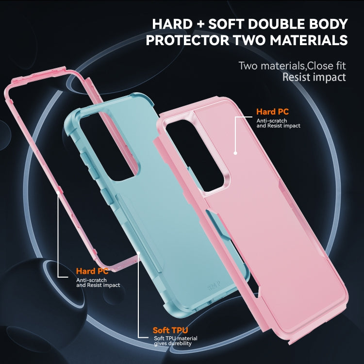 For Samsung Galaxy S25 5G TPU + PC Shockproof Protective Phone Case(Pink + Grey Green) - Galaxy S25 5G Cases by PMC TechLife | Online Shopping South Africa | PMC TechLife | Buy Now Pay Later Mobicred