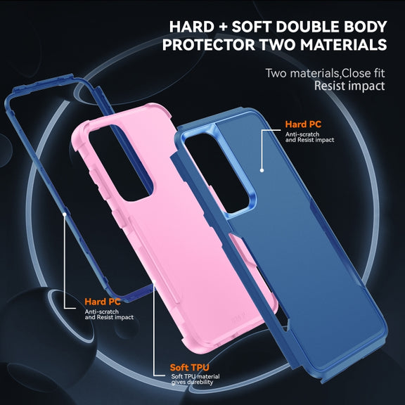 For Samsung Galaxy S25 5G TPU + PC Shockproof Protective Phone Case(Royal Blue + Pink)