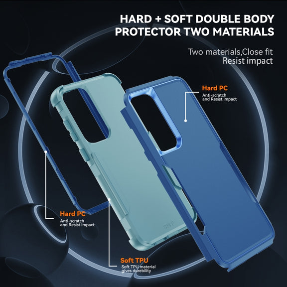 For Samsung Galaxy S25 5G TPU + PC Shockproof Protective Phone Case(Royal Blue + Grey Green)