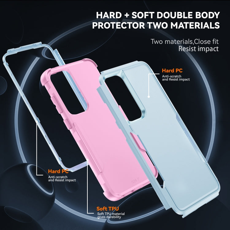 For Samsung Galaxy S25+ 5G TPU + PC Shockproof Protective Phone Case(Grey Green + Pink) - Galaxy S25+ 5G Cases by PMC Jewellery | Online Shopping South Africa | PMC Jewellery | Buy Now Pay Later Mobicred