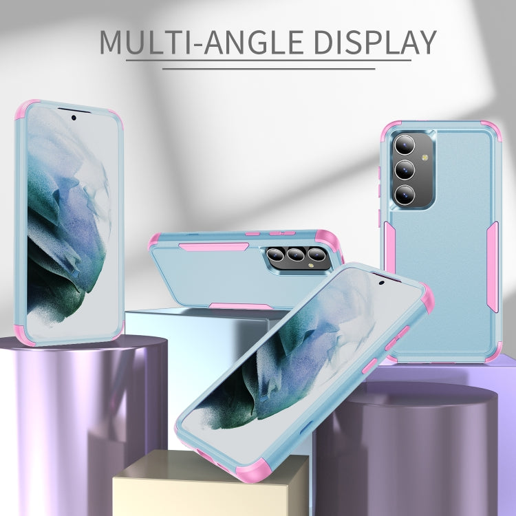For Samsung Galaxy S25+ 5G TPU + PC Shockproof Protective Phone Case(Grey Green + Pink)