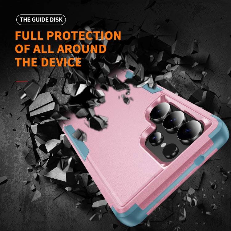 For Samsung Galaxy S25 Ultra 5G TPU + PC Shockproof Protective Phone Case(Pink + Grey Green) - Galaxy S25 Ultra 5G Cases by PMC Jewellery | Online Shopping South Africa | PMC Jewellery | Buy Now Pay Later Mobicred