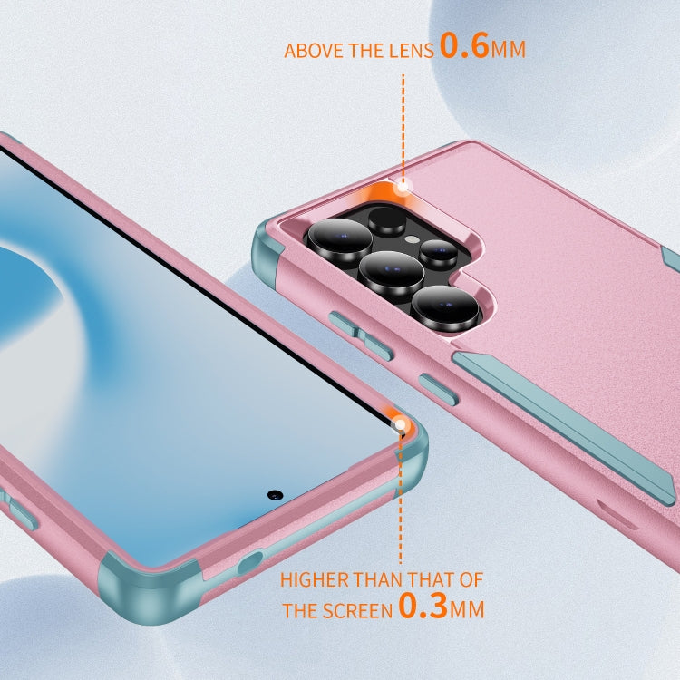 For Samsung Galaxy S25 Ultra 5G TPU + PC Shockproof Protective Phone Case(Pink + Grey Green) - Galaxy S25 Ultra 5G Cases by PMC Jewellery | Online Shopping South Africa | PMC Jewellery | Buy Now Pay Later Mobicred