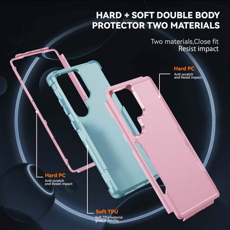 For Samsung Galaxy S25 Ultra 5G TPU + PC Shockproof Protective Phone Case(Pink + Grey Green) - Galaxy S25 Ultra 5G Cases by PMC Jewellery | Online Shopping South Africa | PMC Jewellery | Buy Now Pay Later Mobicred