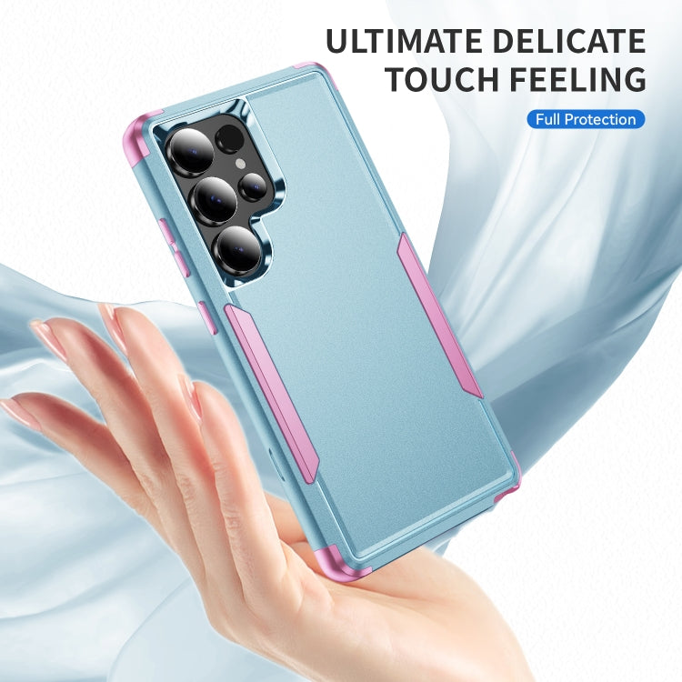 For Samsung Galaxy S25 Ultra 5G TPU + PC Shockproof Protective Phone Case(Grey Green + Pink) - Galaxy S25 Ultra 5G Cases by PMC TechLife | Online Shopping South Africa | PMC TechLife | Buy Now Pay Later Mobicred
