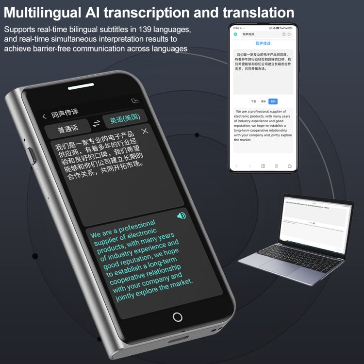 A70 5.0 inch HD Touch Screen Smart AI Translator 139 Languages with Offline Translation / Photo Translation -  by PMC Jewellery | Online Shopping South Africa | PMC Jewellery | Buy Now Pay Later Mobicred