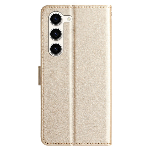 For Samsung Galaxy S25 5G Silk Texture Horizontal Flip Leather Phone Case(Gold)