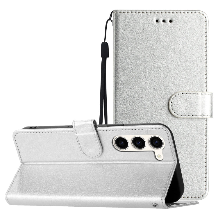 For Samsung Galaxy S25 5G Silk Texture Horizontal Flip Leather Phone Case(Silver) - free shipping - PMC Jewellery - Order now!