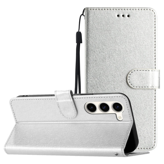 For Samsung Galaxy S25 5G Silk Texture Horizontal Flip Leather Phone Case(Silver)