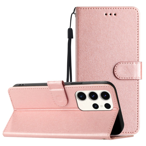 For Samsung Galaxy S25 Ultra 5G Silk Texture Horizontal Flip Leather Phone Case(Rose Gold)