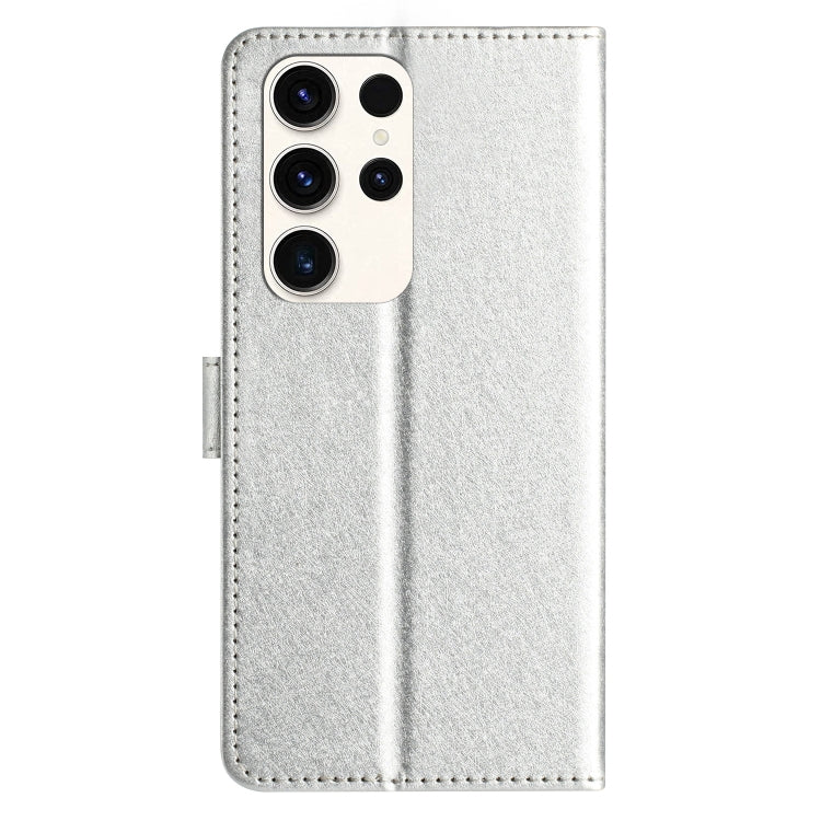 For Samsung Galaxy S25 Ultra 5G Silk Texture Horizontal Flip Leather Phone Case(Silver)