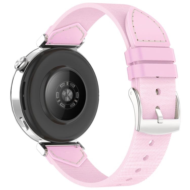 For Huawei Watch GT 5 41mm / GT 5 Pro 42mm Stitched Nylon Denim Watch Band(Pink)