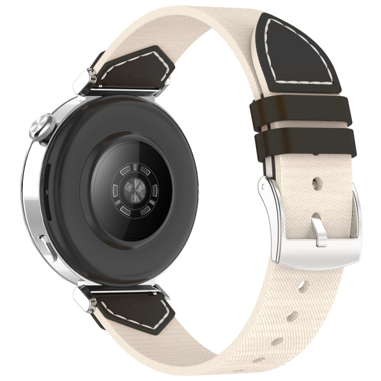 For Huawei Watch GT 5 41mm / GT 5 Pro 42mm Stitched Nylon Denim Watch Band(Black White)