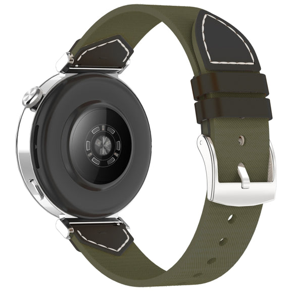 For Huawei Watch GT 5 41mm / GT 5 Pro 42mm Stitched Nylon Denim Watch Band(Black Grey)