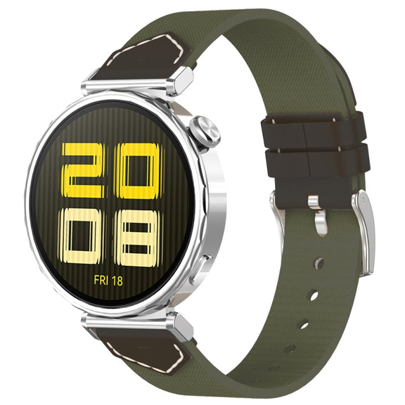 For Huawei Watch GT 5 41mm / GT 5 Pro 42mm Stitched Nylon Denim Watch Band(Black Grey)
