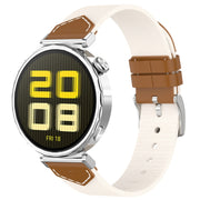 For Huawei Watch GT 5 41mm / GT 5 Pro 42mm Stitched Nylon Denim Watch Band(Brown White)