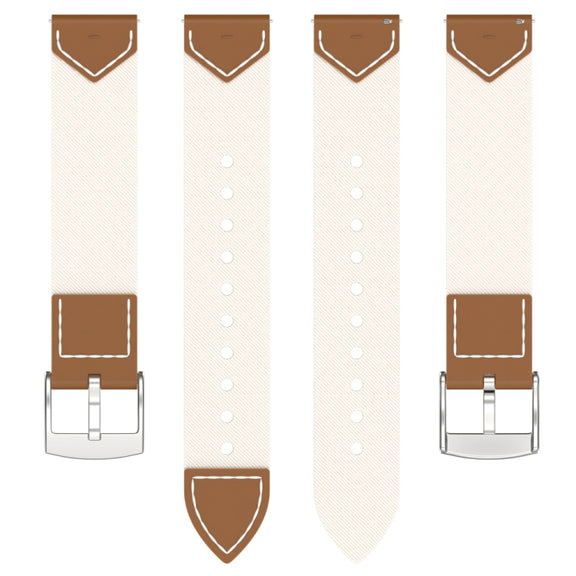 For Huawei Watch GT 5 41mm / GT 5 Pro 42mm Stitched Nylon Denim Watch Band(Brown White)