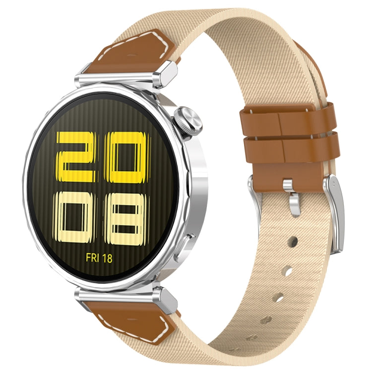 For Huawei Watch GT 5 41mm / GT 5 Pro 42mm Stitched Nylon Denim Watch Band(Brown Apricot) - free shipping - PMc TechLife - Order now!