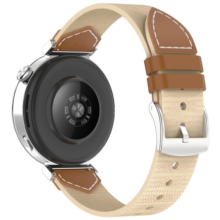 For Huawei Watch GT 5 41mm / GT 5 Pro 42mm Stitched Nylon Denim Watch Band(Brown Apricot)