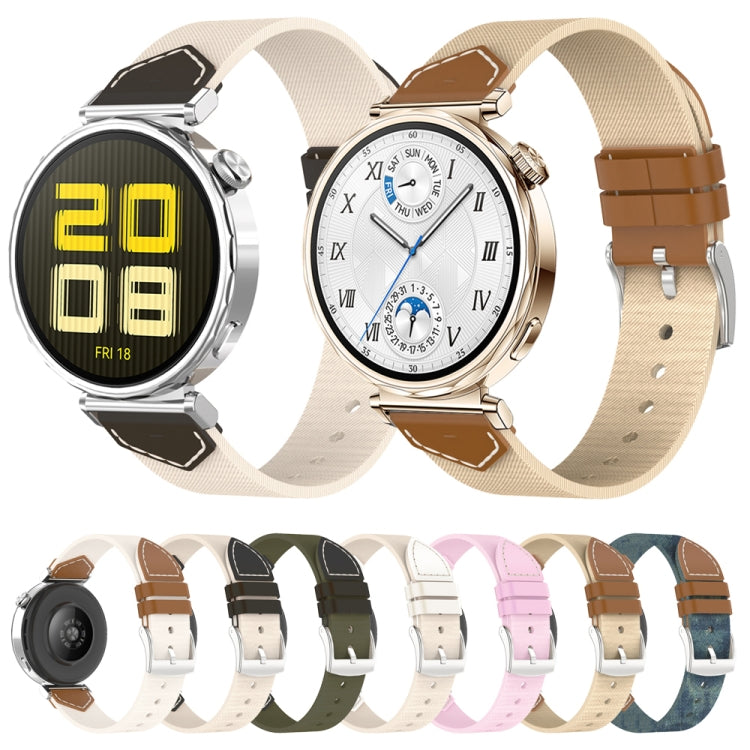 For Huawei Watch GT 5 41mm / GT 5 Pro 42mm Stitched Nylon Denim Watch Band(Pink)