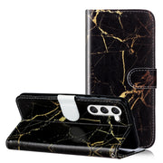 For Samsung Galaxy S25 5G Colored Drawing Marble Pattern Leather Phone Case(Black Gold Marble)