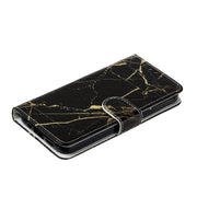 For Samsung Galaxy S25 5G Colored Drawing Marble Pattern Leather Phone Case(Black Gold Marble)