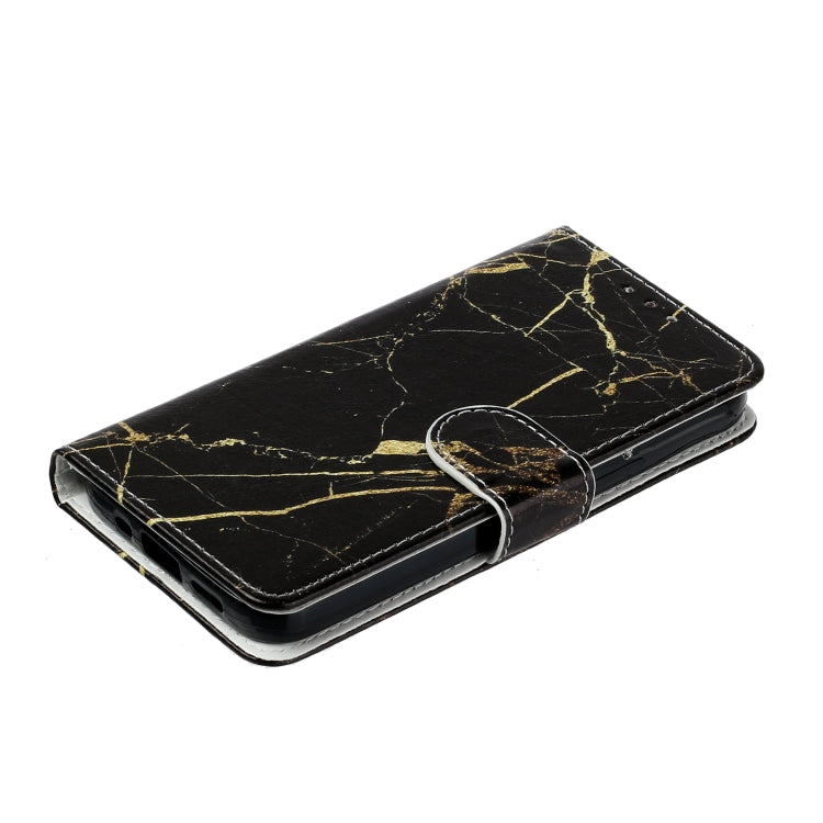 For Samsung Galaxy S25 5G Colored Drawing Marble Pattern Leather Phone Case(Black Gold Marble)