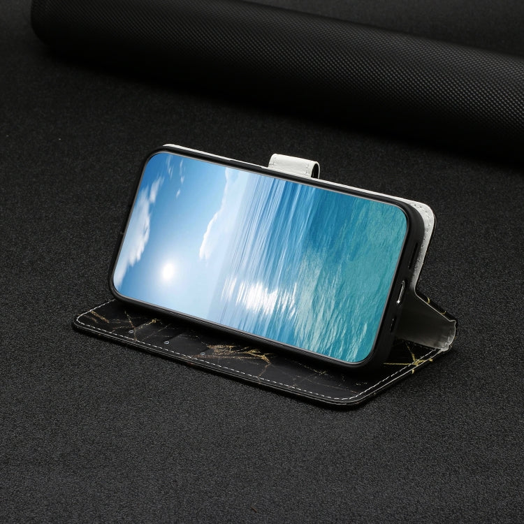 For Samsung Galaxy S25 5G Colored Drawing Marble Pattern Leather Phone Case(Black Gold Marble)