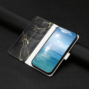 For Samsung Galaxy S25 5G Colored Drawing Marble Pattern Leather Phone Case(Black Gold Marble)