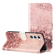 For Samsung Galaxy S25 5G Colored Drawing Marble Pattern Leather Phone Case(Rose Gold)