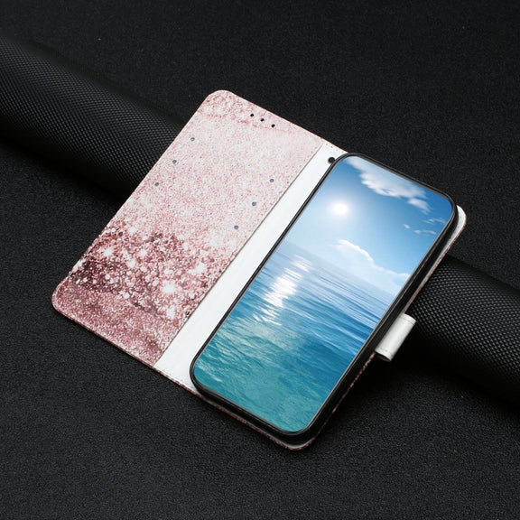 For Samsung Galaxy S25 5G Colored Drawing Marble Pattern Leather Phone Case(Rose Gold)