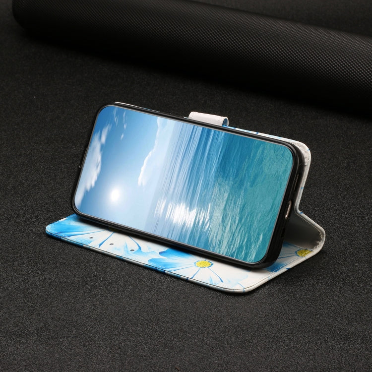 For Samsung Galaxy S25 5G Colored Drawing Marble Pattern Leather Phone Case(Blue Flower) - Galaxy S25 5G Cases by PMC Jewellery | Online Shopping South Africa | PMC Jewellery | Buy Now Pay Later Mobicred