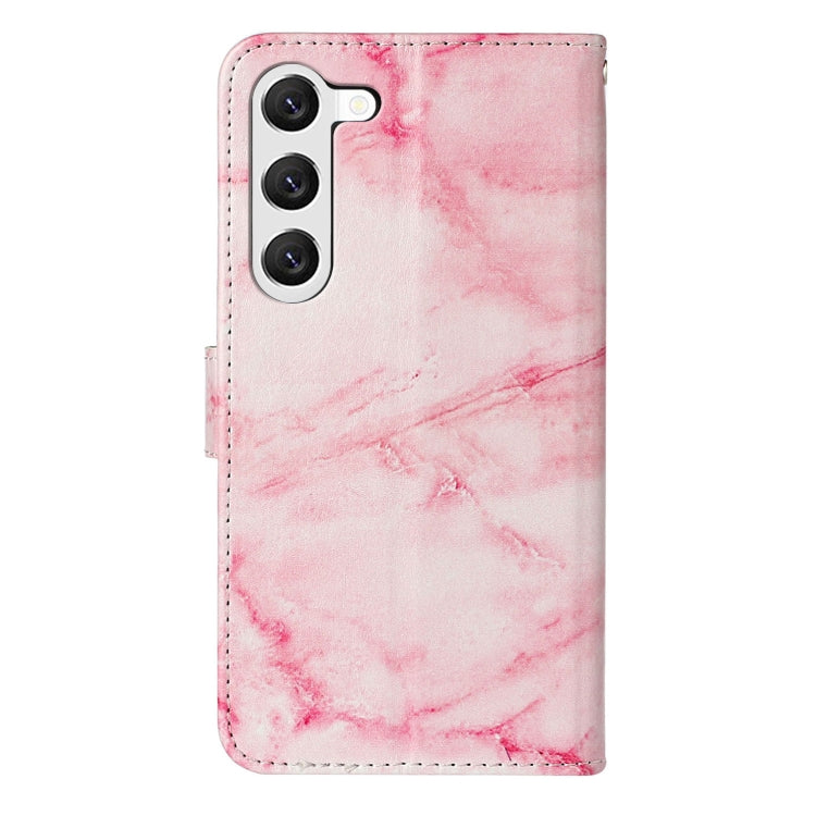 For Samsung Galaxy S25 5G Colored Drawing Marble Pattern Leather Phone Case(Pink Marble)
