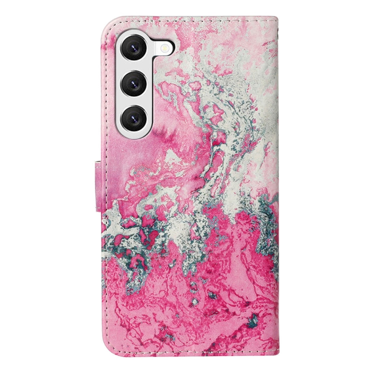 For Samsung Galaxy S25 5G Colored Drawing Marble Pattern Leather Phone Case(Pink Seawater) - Galaxy S25 5G Cases by PMC Jewellery | Online Shopping South Africa | PMC Jewellery | Buy Now Pay Later Mobicred