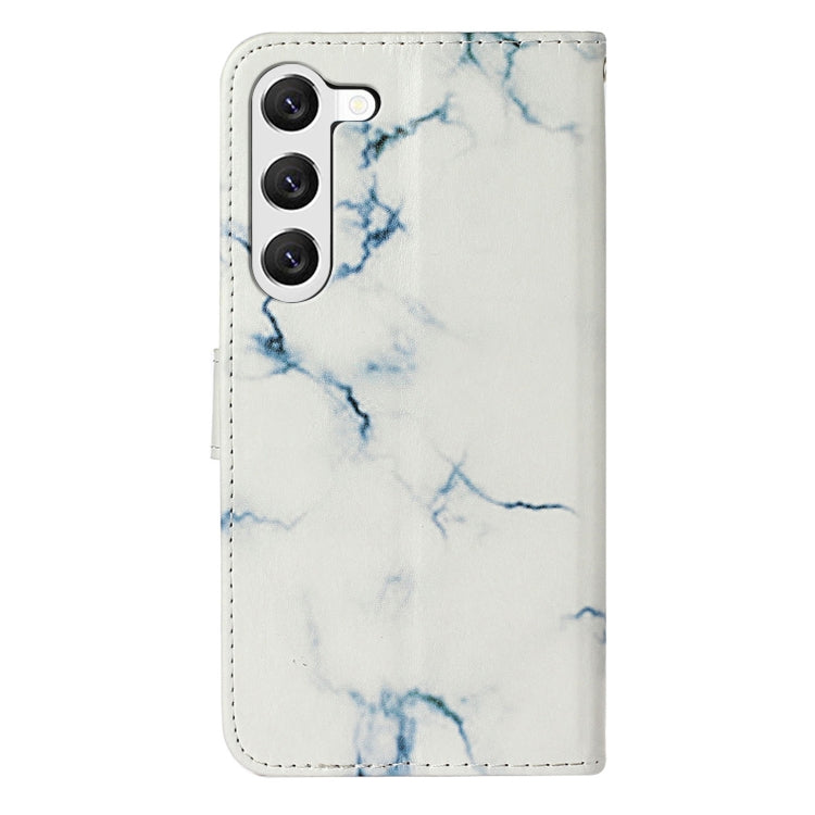 For Samsung Galaxy S25+ 5G Colored Drawing Marble Pattern Leather Phone Case(White Marble)