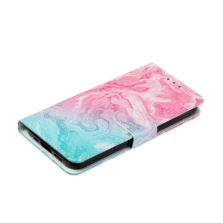 For Samsung Galaxy S25+ 5G Colored Drawing Marble Pattern Leather Phone Case(Pink Green Marble)