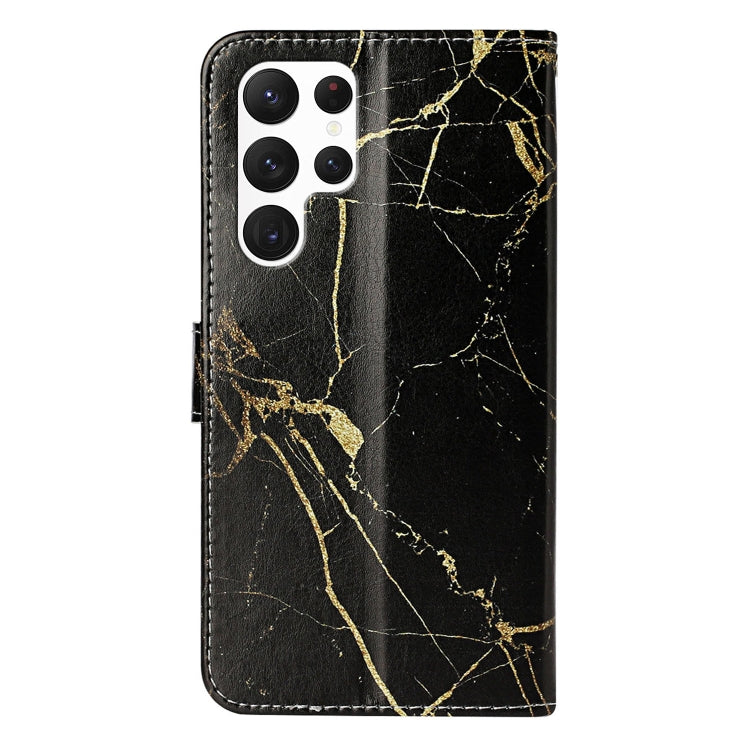 For Samsung Galaxy S25 Ultra 5G Colored Drawing Marble Pattern Leather Phone Case(Black Gold Marble) - Galaxy S25 Ultra 5G Cases by PMC Jewellery | Online Shopping South Africa | PMC Jewellery | Buy Now Pay Later Mobicred