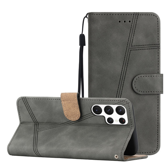 For Samsung Galaxy S25 Ultra 5G Skin-feel Stitching Leather Phone Case(Grey)