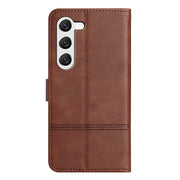 For Samsung Galaxy S25 5G Cowhide Texture Stitching Leather Phone Case(Coffee)
