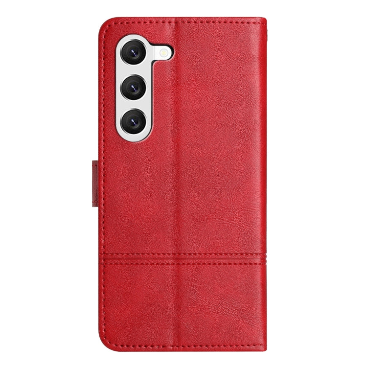 For Samsung Galaxy S25 5G Cowhide Texture Stitching Leather Phone Case(Red) - Galaxy S25 5G Cases by PMC Jewellery | Online Shopping South Africa | PMC Jewellery | Buy Now Pay Later Mobicred