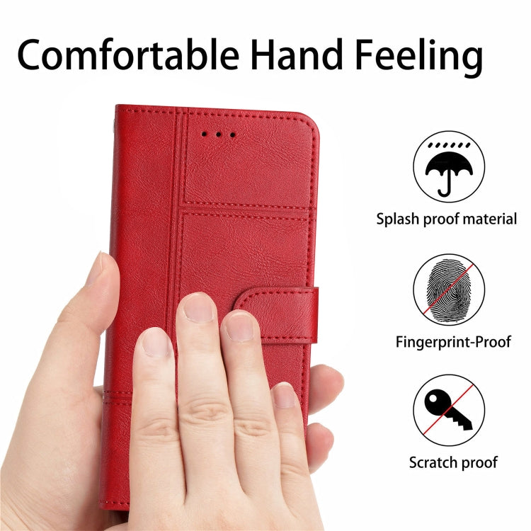 For Samsung Galaxy S25 5G Cowhide Texture Stitching Leather Phone Case(Red) - Galaxy S25 5G Cases by PMC Jewellery | Online Shopping South Africa | PMC Jewellery | Buy Now Pay Later Mobicred