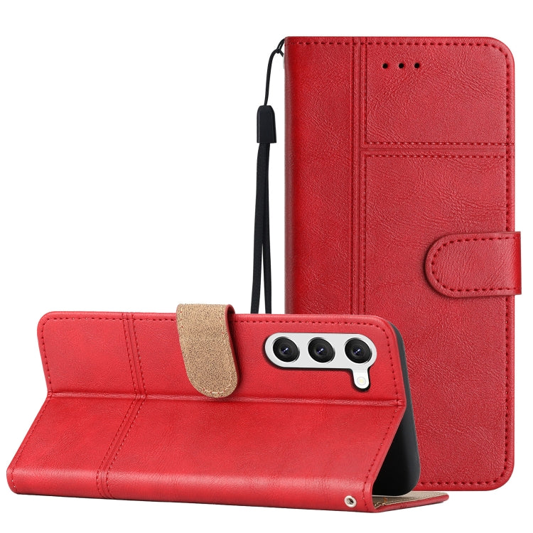 For Samsung Galaxy S25+ 5G Cowhide Texture Stitching Leather Phone Case(Red) - Galaxy S25+ 5G Cases by PMC Jewellery | Online Shopping South Africa | PMC Jewellery | Buy Now Pay Later Mobicred