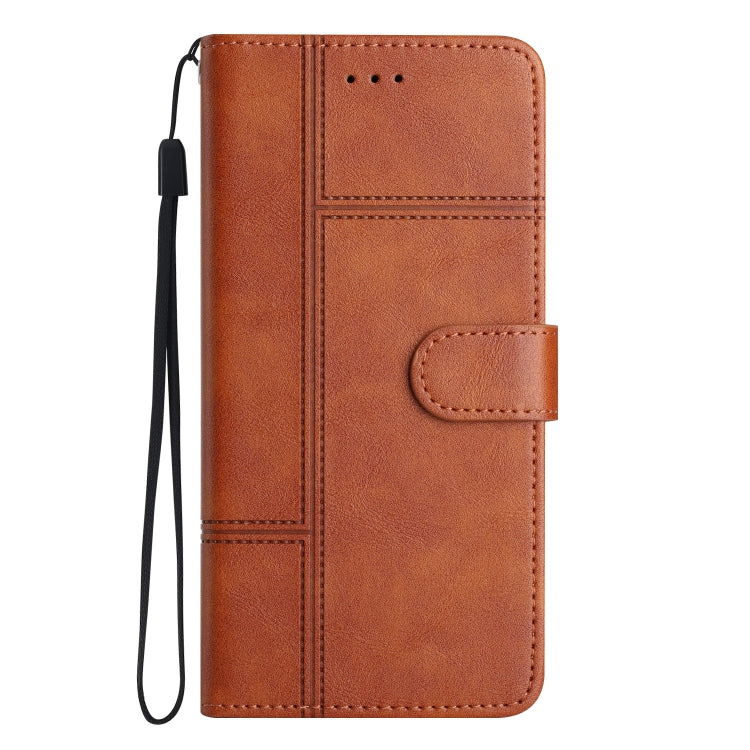 For Samsung Galaxy S25+ 5G Cowhide Texture Stitching Leather Phone Case(Brown) - Galaxy S25+ 5G Cases by PMC Jewellery | Online Shopping South Africa | PMC Jewellery | Buy Now Pay Later Mobicred