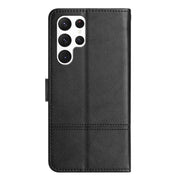 For Samsung Galaxy S25 Ultra 5G Cowhide Texture Stitching Leather Phone Case(Black)