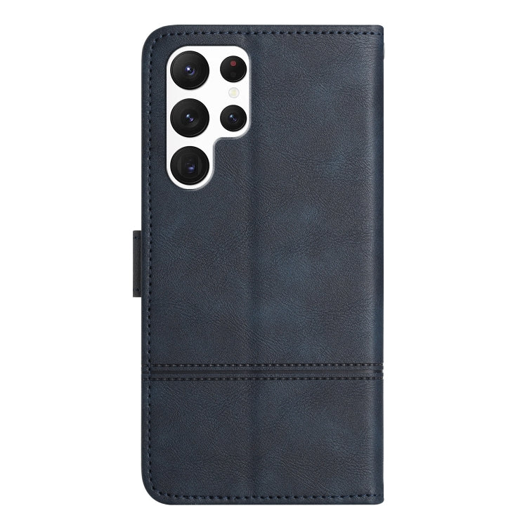 For Samsung Galaxy S25 Ultra 5G Cowhide Texture Stitching Leather Phone Case(Dark Blue) - Galaxy S25 Ultra 5G Cases by PMC Jewellery | Online Shopping South Africa | PMC Jewellery | Buy Now Pay Later Mobicred