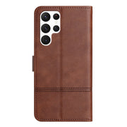 For Samsung Galaxy S25 Ultra 5G Cowhide Texture Stitching Leather Phone Case(Coffee)