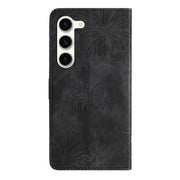 For Samsung Galaxy S25 5G Skin-feel Embossed Butterfly Leather Phone Case(Black)