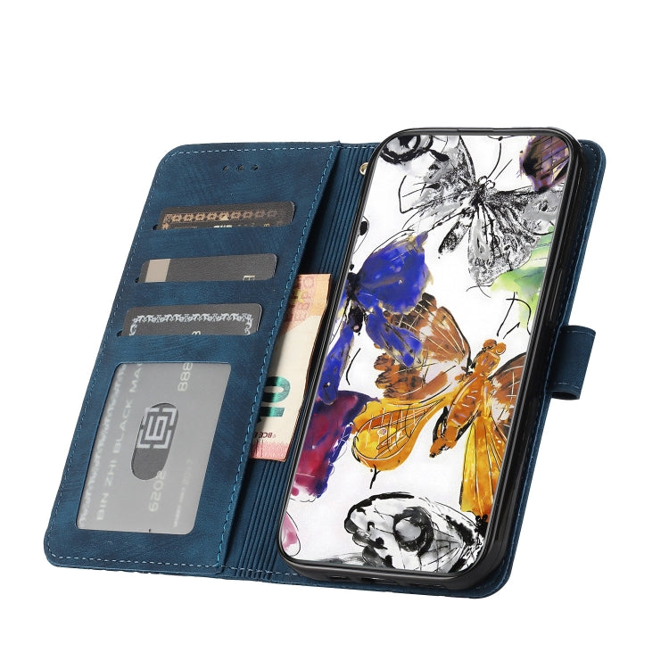 For Samsung Galaxy S25 5G Skin-feel Embossed Butterfly Leather Phone Case(Blue) - Galaxy S25 5G Cases by PMC Jewellery | Online Shopping South Africa | PMC Jewellery | Buy Now Pay Later Mobicred